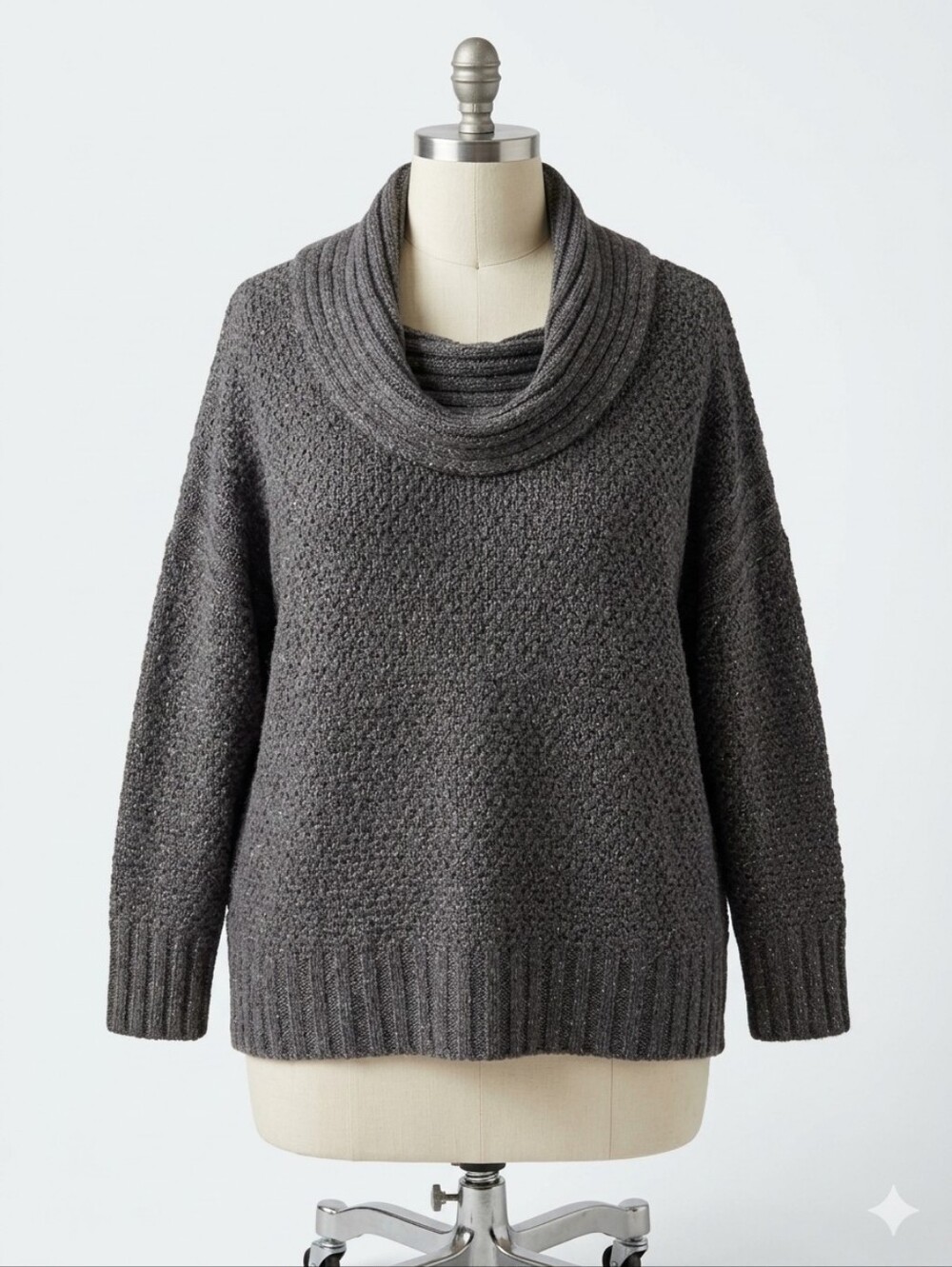 Jennifer Lopez Gray Oversized Cowl-Neck Sweater Size XL
